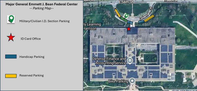 Ariel view of parking at the Fort Benjamin Harrison ID Card Office